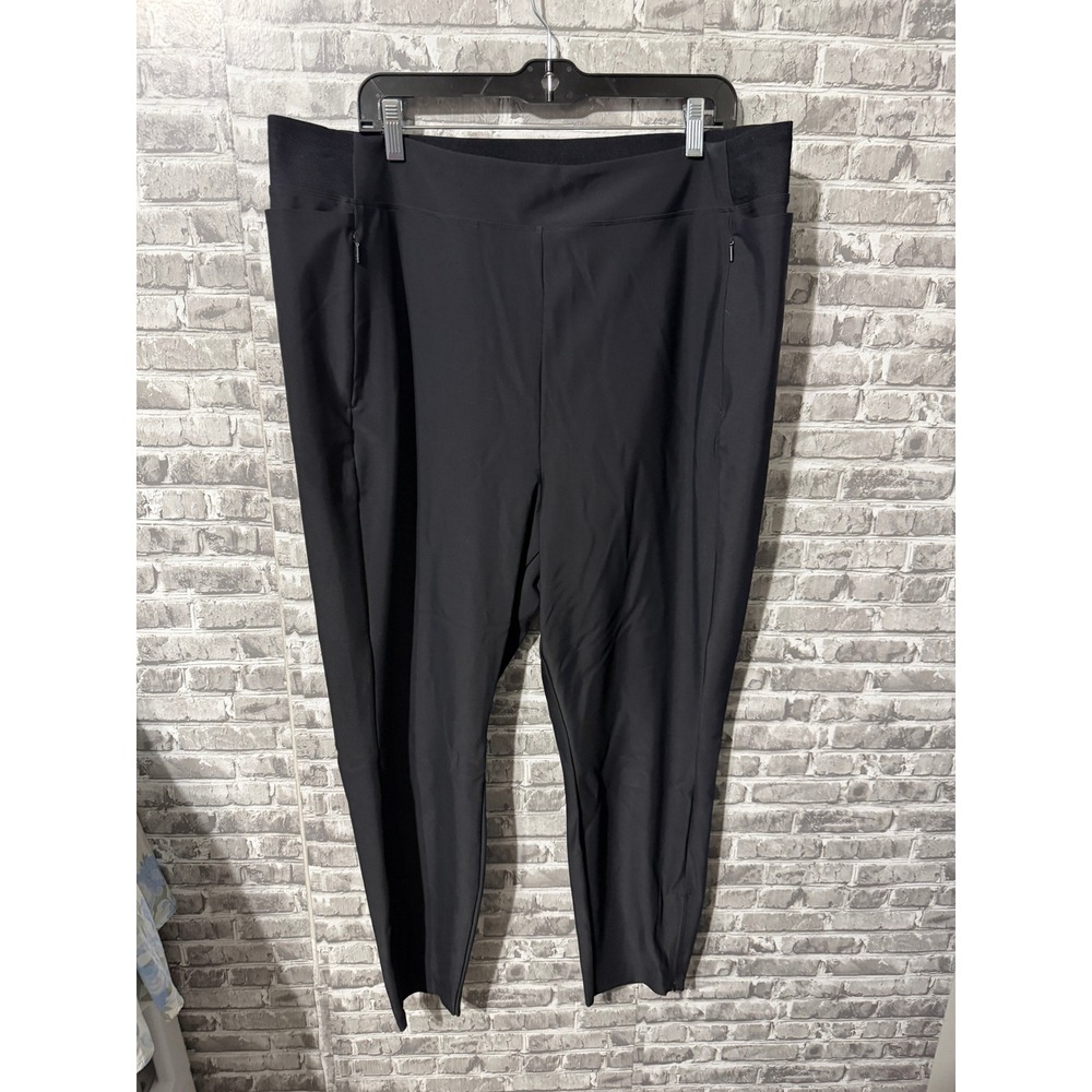 Athleta Brooklyn Ankle Pants Black Tapered Leg Zipper Pockets Plus Size 24